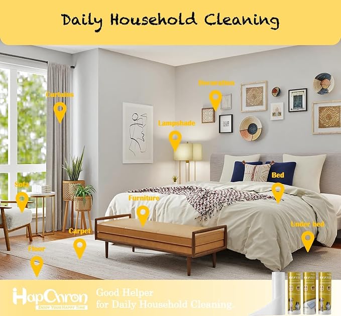 Large Surface Lint Roller Extra Sticky with Dust-Proof Cover 6.3'' Wider 240 Sheets/4 Refills, Pet Dog & Cat Hair Remover for Furniture Clothes Carpet Floor Car, A Great Sticky Tape Roller