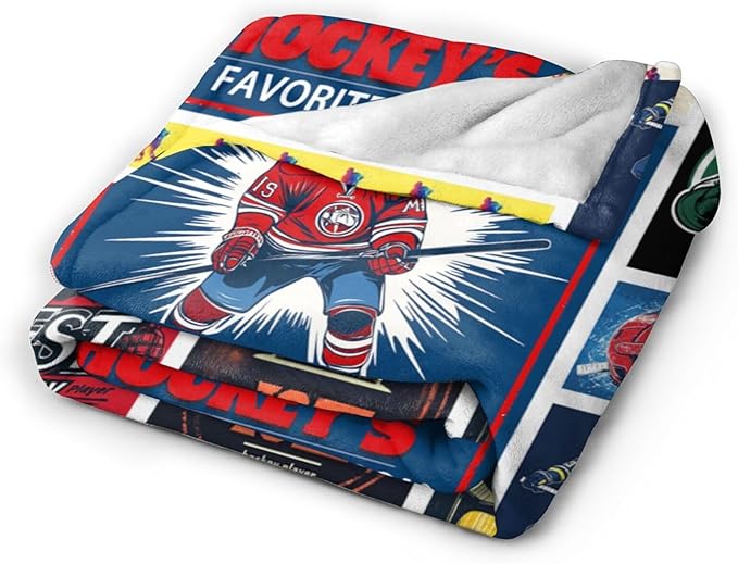 Ice Hockey Blanket Gifts for Boys Man Soft Warm Plush Ice Hockey Sport Player Throw Blanket Flannel Fleece Fuzzy Sports Blanket for Lovers Kids Bed Couch Living Room Decor 80"X60"
