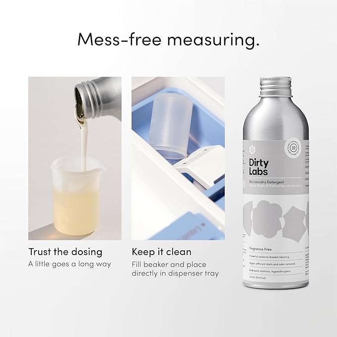 Dirty Labs | Hand Wash and Delicates | Scent Free | 32 Loads (8.6 fl oz) | Bio Enzyme Liquid Laundry Detergent | For Fine Silks, Wools, Handwash Garments | Hyper-Concentrated | Non Toxic, Biodegradable | Stain & Odor Removal