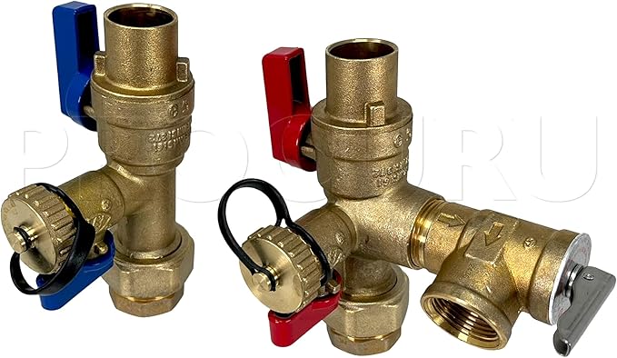 PROCURU Universal Tankless Water Heater Service Valve Kit with Pressure Relief Valve, 3/4-Inch Sweat x 3/4-Inch FIP (C x FNPT), Certified Safe