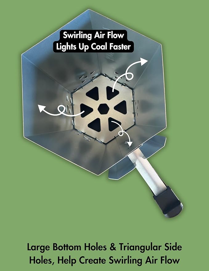 Heavy Duty Charcoal Chimney Starter, XXL Size, BBQ Chimney Starter for Charcoal Grill and Barbecues, Sturdy and Easy to Use BBQ Grill Tool for Rapid Fire Starter, Fire Starter Set (Steel)