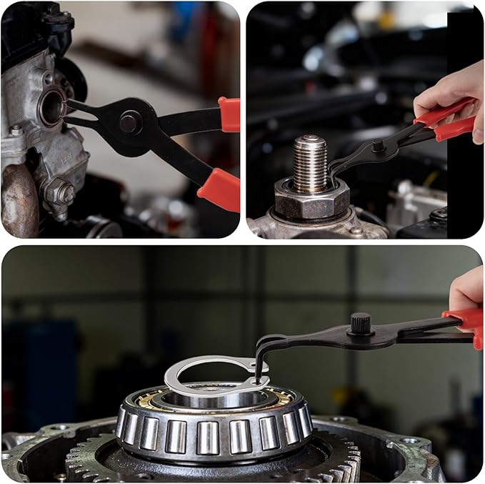 10-Piece Snap Ring Pliers Set, Heavy Duty Internal & External Circlip Pliers Kit with Straight/Bent Tips, Hook, Pick, C-Clip Ring and Circlip Removal Tool for Automotive & Mechanical Repair