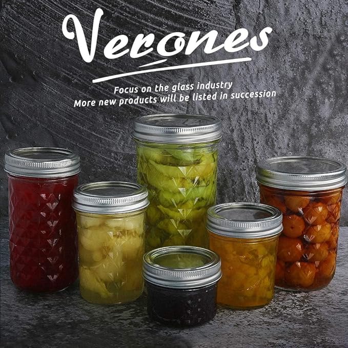 VERONES Mason Jars 12 OZ, Canning Jars Jelly Jars With Regular Lids, Ideal for Jam, Honey, Wedding Favors, Shower Favors, 20 PACK