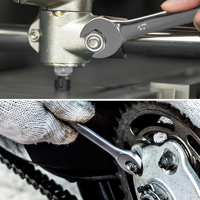MAXPOWER 17mm Combination Wrench, Industrial Grade Spanners with Chrome Vanadium Steel, Sand Blasted Finish, Forged Heat-Treated - SAE