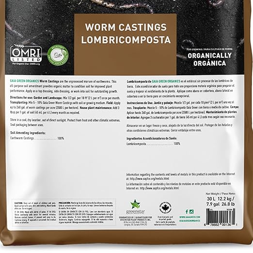GAIA GREEN 30L Worm Castings Powder, Soil & Plant Fertilizer for Urban Gardens & Lawns