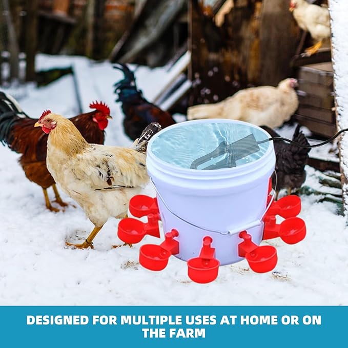 500W Upgraded De-Icer Submersible Birdbath Heater with Black Teflon Coating, Integral Cast Aluminum for Poultry, Livestock, Birds, and Wildlife, Winter Use Indoors and Outdoors, 9.84FT Cord