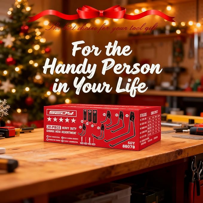 20 Pack Heavy Duty Garage Storage Hooks with Extension Cord Organizer, Solid Steel Wall Mount Hook Set with Anti-Slip Coating Utility J Hooks for Ladders,Bikes,Ropes,Broom,Garden,Yard and Power Tools