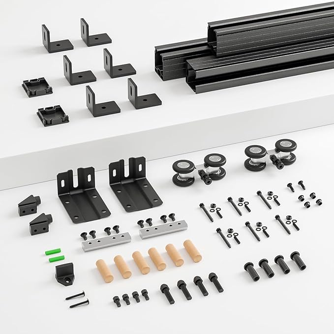 6FT Box Rail Sliding Barn Door Hardware,Wall Mount Track Kit,Heavy Duty,Easy to Install(No Door)
