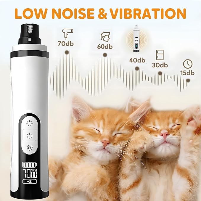 Silent Groom Pro, 2026 New Silent Pet Nail Grinder, Rechargeable Dog Nail Grinder, Portable Electric Pet Nail Trimmer for Cats, Dogs and Other Animals