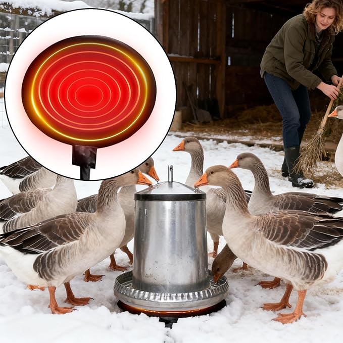 Poultry Water Heater - 5.9 Inch Silicone Freeze Resistant Heating Pad, 20w Chicken Water Heater with 71 Inch Cord for Winter Farm Outdoor Livestock Chicken Coop Drinking