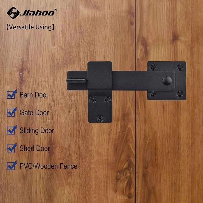 6" Barn Door Flip Latch Sliding Door Latch Gate Latch for Fence, Shed Door, Farm Gate, Solid Metal Heavy Duty Iron Hardware, add More Security and Privacy, Matte Black