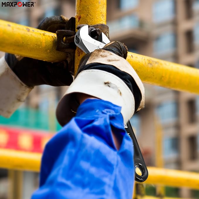 MAXPOWER Adjustable Wrench Set, 3-Piece Adjustable Wrenches 6-inch, 8-inch, 10-inch, Metric & SAE Scales, Extra-Wide Jaw and Soft Grip Wrench Set