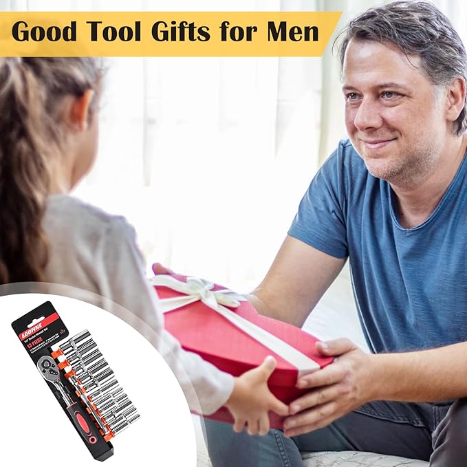 Egofine 13PCS 1/4" Drive Deep Socket Set,Metric(4-14MM),6-Point, Cr-V Steel