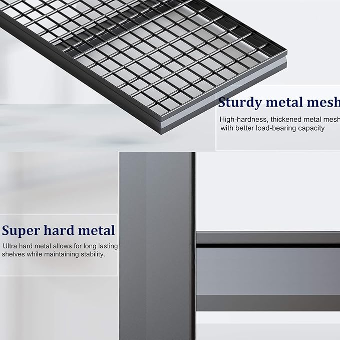 77" W Storage Shelves Heavy Duty Garage Shelving, Metal Kitchen Shelving Unit, 4 Tier Adjustable Shelves, 3800LBS Steel Industrial Shelving for Basement, Commercial, 77" W*24" D*72”H, Black