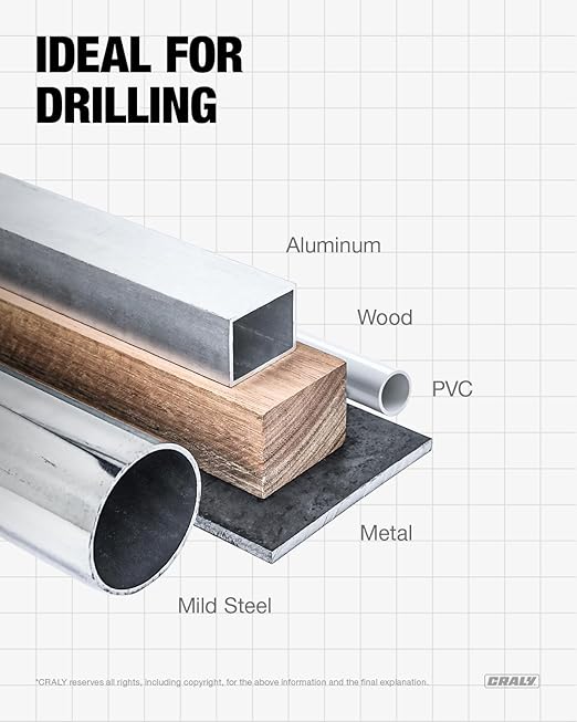 CRALY 1/4 Inch 10-Pc Cobalt Drill Bit Pack, M35 HSS Titanium Coated Jobber Length Twist Drill Bits, Dash Tip & 135 Degree Split Point, 3-Flat Shank, for Hard Metal, Stainless Steel, Cast Iron, Plastic