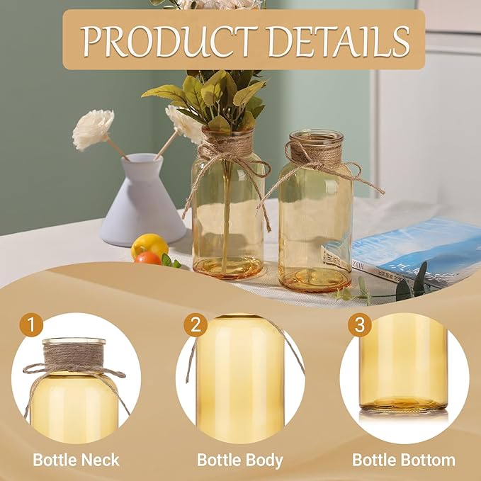 Gold Vases for Centerpieces Set of 12, Mason Jars Boho Cylinder Bud Vases in Bulk, Flower Glasses for Weddings Parties Vintage Home Decor