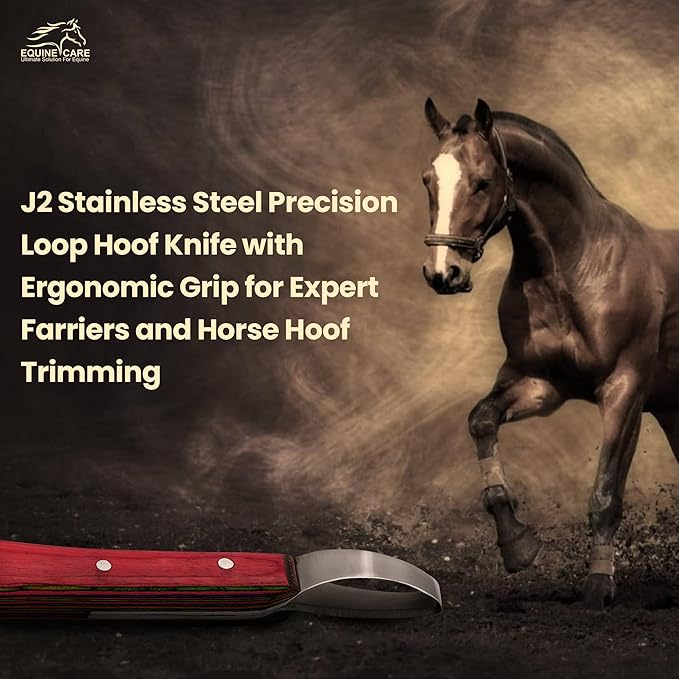 Double-Edged J2 Stainless Steel Hoof Trimming Loop Knife with Sheet Handle - Versatile Farrier Tool for Horse & Cow Hoof Care, Ideal for Farriers & Horse Owners.