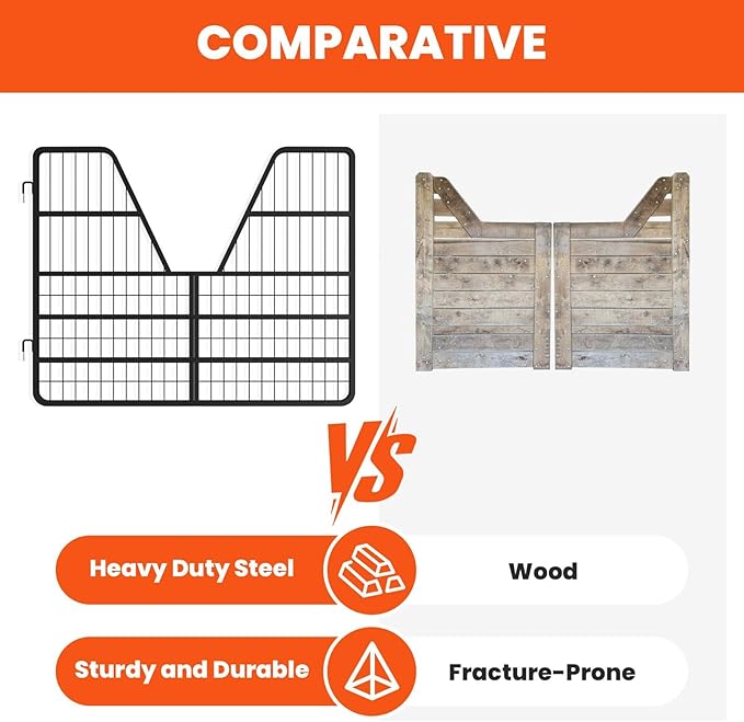 52" Wide X 42" High H Horse Stall Gate, 1" Thick Steel Frame Stall Guards for Horses, Heavy Duty Horse Stall Guard, Fits Standard Barn Doorways, Easy to Install