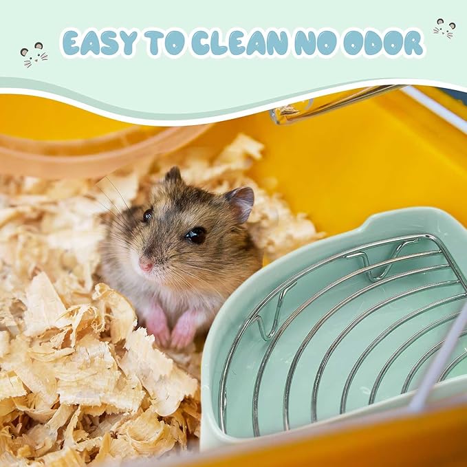 Eccliy Ceramic Corner Litter Box for Small Pets, Tip-Proof, Chew-Resistant, Triangle Potty Trainer Pet Pan for Ferret, Guinea Pig, Rat, Bunny, Chinchilla, Hedgehog, Sugar Glider, Hamster(Cyan)