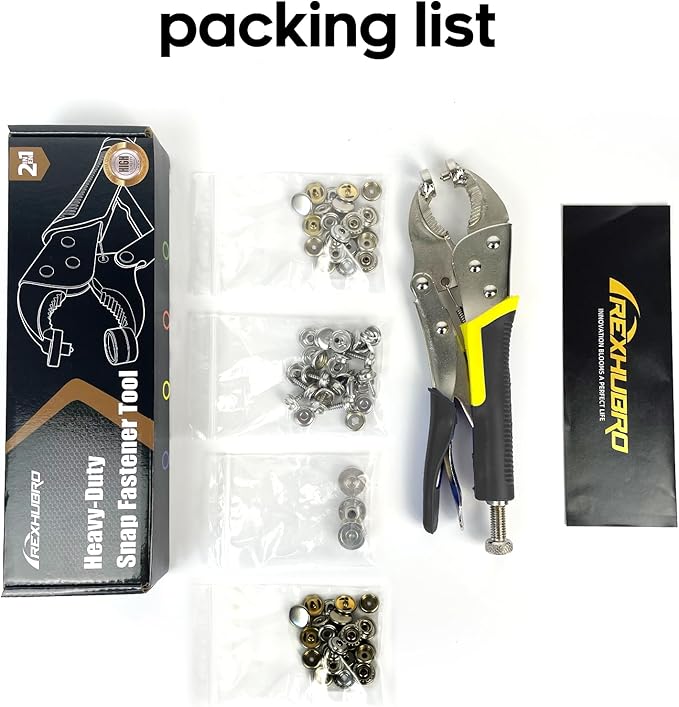 Snap Fastener Tool,Snap Tool for Boat Covers, Heavy Duty Snap Setter Pliers Canvas Snap Fasteners Kit Includes 60 Sets 15mm Stainless Snaps