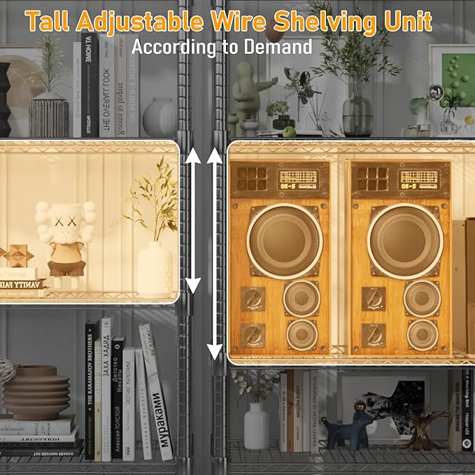 Himimi Storage Shelves 60"W Wire Shelving with Wheels 2600LBS Heavy Duty Metal Shelves for Storage, 4-Tier Adjustable Wire Rack Shelving Garage Shelving Kitchen Storage Shelves 24"Dx60"Wx72"H, Silver