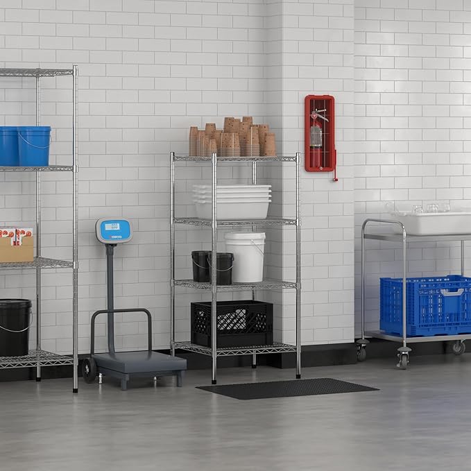 Commercial NSF Listed Chrome Stationary Wire Shelving Kit 24" x 24" x 54", with 4 Shelves Perfect for Warehouse, Walk-in Refrigerator, Freezer, Grocery Store, Restaurant, Dishroom