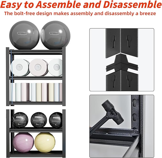 48" W Garage Shelving,5-Tier Heavy Duty Shelving Unit,3000LBS Adjustable Metal Storage Shelves,Storage Rack Units for Industrie,Shed,Warehouse,Basement,Black,48" W x 20" D x 72" H
