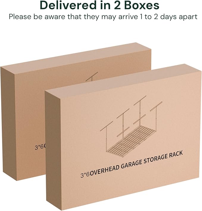 SunsGrove 3x6 Garage Storage Overhead Rack Organization, Adjustable Ceiling Mounted Storage Racks, 800LBS Weight Capacity, 22"-40" Ceiling Dropdown, 2 Pcs, Black