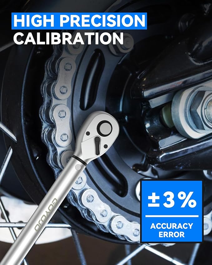 GOYOJO 1/2" Heavy-Duty Torque Wrench Set, 20-210 N.m (14.75-155 ft-lbs) - Chrome Vanadium Steel, ISO6789-2003, ASME B107.14M Certified Ideal for Automotive, Towing, DIY, and Exhaust System Maintenance