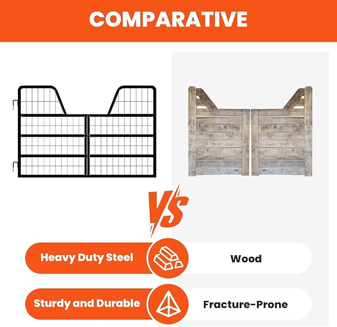 48" Wide X 32" High H Horse Stall Gate, 1" Thick Steel Frame Stall Guards for Horses, Heavy Duty Horse Stall Guard, Fits Standard Barn Doorways, Easy to Install