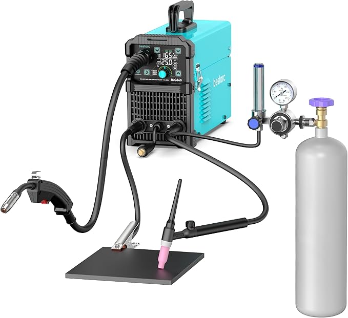 bestarc 165Amp MIG Welder, 110V 220V Flux Core MIG/Lift TIG/Stick 4 in 1 Welder Machine, Large LED Display Welding Machine, IGBT Inverter bestarc Welder MIG165 Soild Gasless Synergy MIG Welder