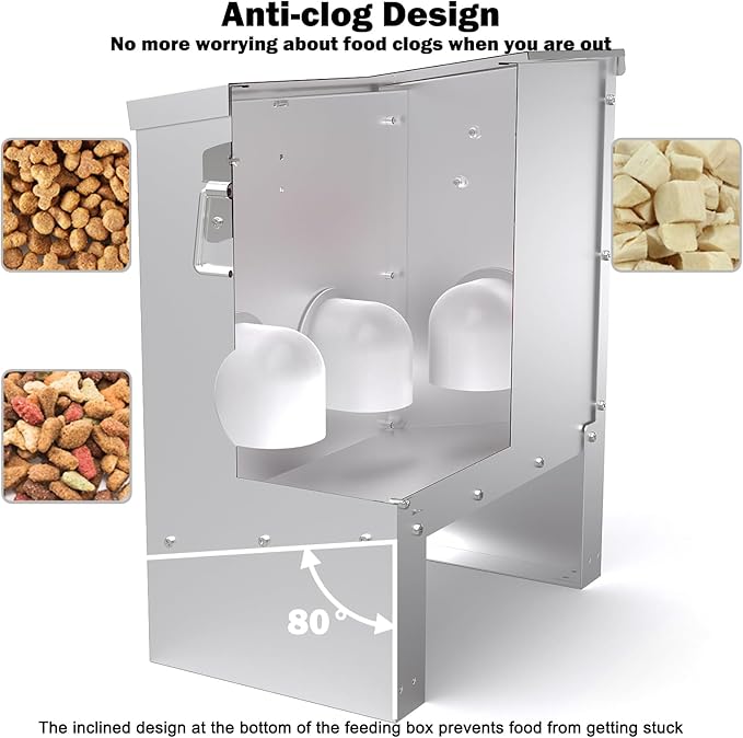 Metal Chicken Feeder Large Capacity 25lbs Automatic Metal Chicken Feeders No Waster Weatherproof Poultry Feeder for Chickens, Geese, Ducks, Turkeys (4-Port)