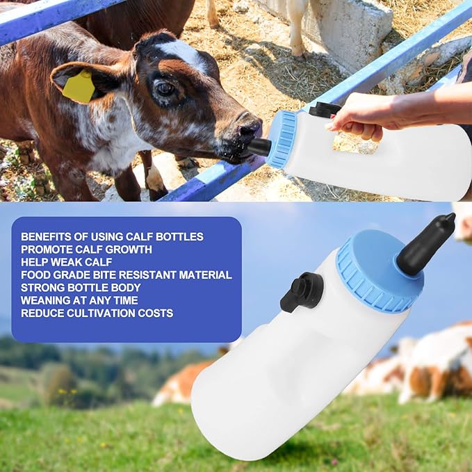Vertical Calf Feeding Bottle with Handle Farm Goat Bottles Sheep Feeder Strong Sealing Pe Calfs Nursing for Lambs Calves Other Animals Livestock Tools 2.5l