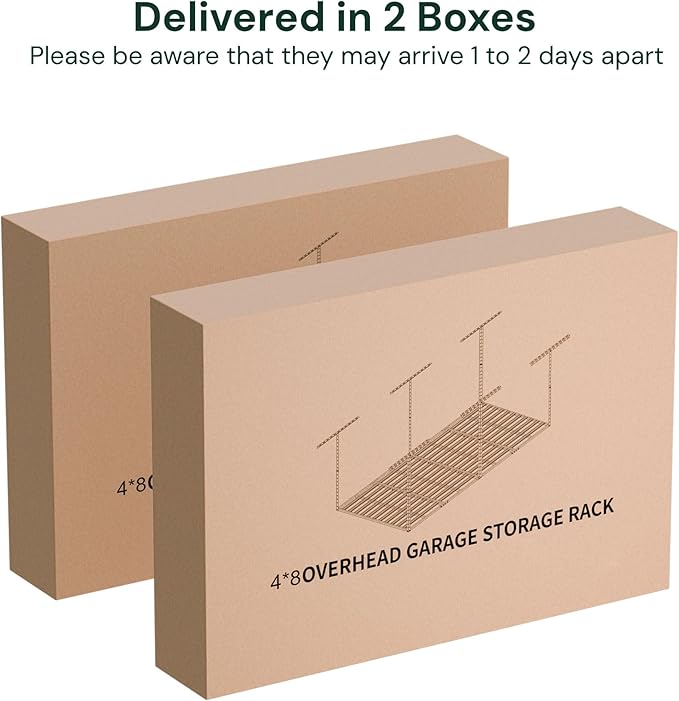 SunsGrove 4x8 Garage Storage Overhead Rack Organization, Adjustable Ceiling Mounted Storage Racks, 800LBS Weight Capacity, 22"-40" Ceiling Dropdown, 2 Pcs, Black