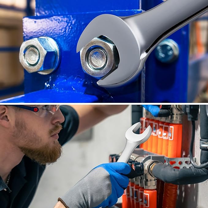 MAXPOWER 32mm Combination Wrench, Industrial Grade Spanners with Chrome Vanadium Steel, Sand Blasted Finish, Forged Heat-Treated - SAE