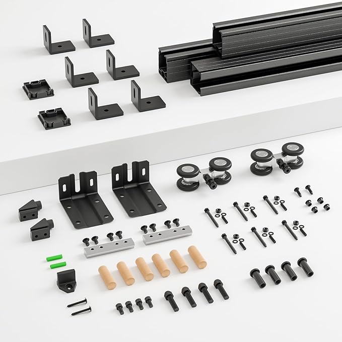 5FT Box Rail Sliding Barn Door Hardware,Wall Mount Track Kit,Heavy Duty,Easy to Install(No Door)