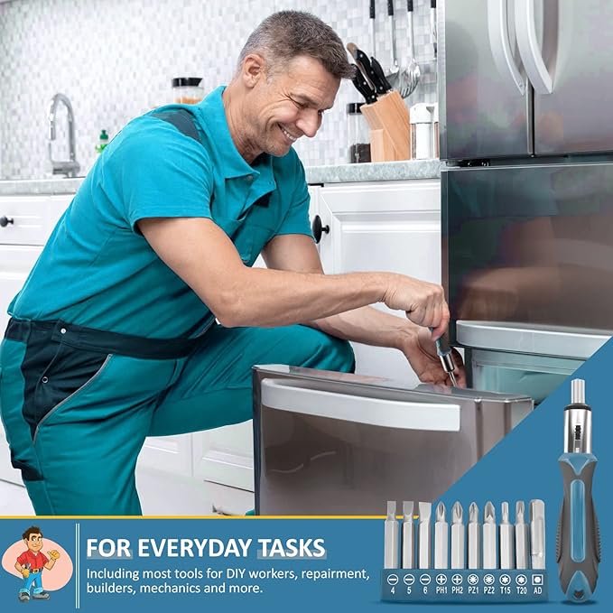 Sundpey Home Tool Kit 148-Pcs - Household Basic portable Hand Repair Tool Set with Case & Ratcheting Screwdriver & Hex Key & Pliers & Wrench & Voltage Tester & Water Pump Plier for Men Women