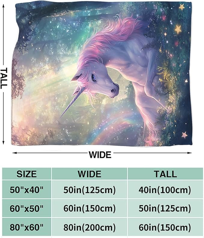 Unicorn Blanket Gifts for Girls Women Unicorn Forest Throw Blankets Cozy Plush Fleece Flannel Fuzzy for Kids Bed Decor 60"X50"