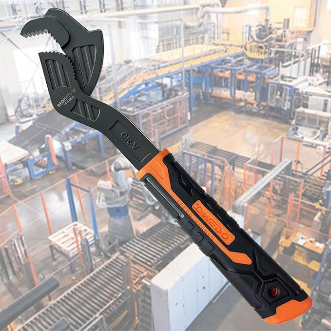 WEDO Multi-function Wrench,10" Universal Adjustable Wrench,CR-V Steel,Mouth Opening 15-35mm,Anti slip rubber handle,Spring Loaded wrench,Crowfoot Spanner,Self-adjusting Pipe Wrench