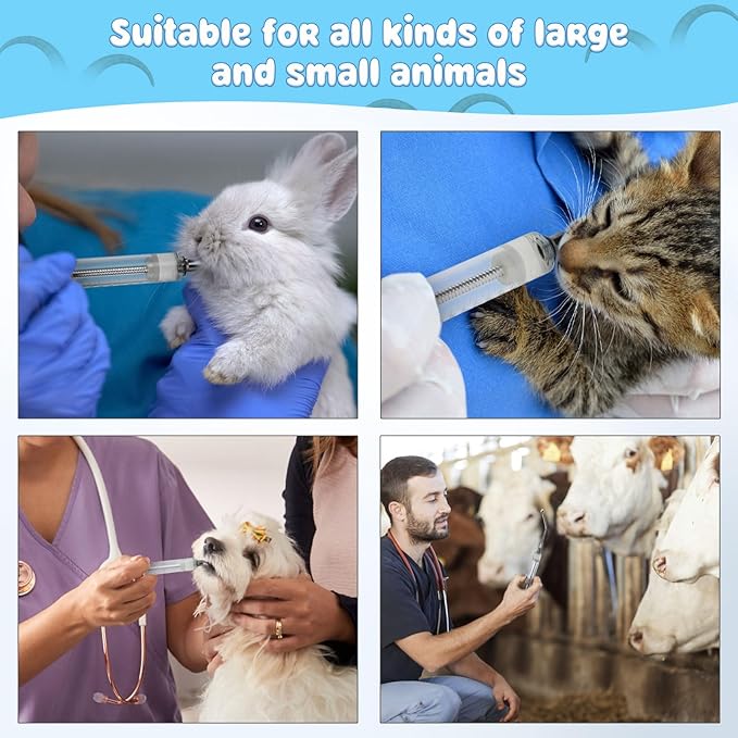 2 Pieces Reusable Goats Syringe with 2 Drench Nozzle, Adjustable Dosage Detachable Sheep Drench Livestock Syringe for Sheep Baby Goat Supplies - 50ML