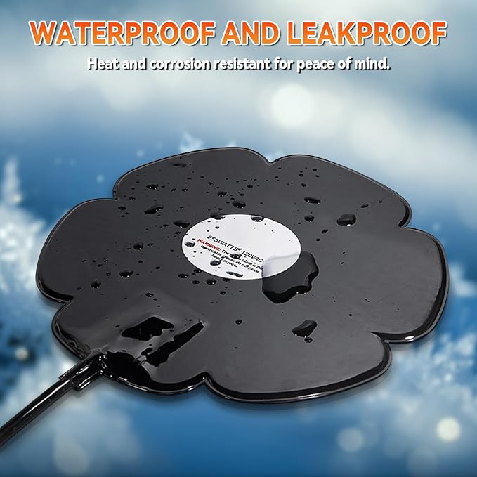 Bird Bath Heaters for Outdoors in Winter, 250W Chicken Water Heater Pond Heater De-Icer Thermostatic Controlled Winter Water Heater for Outdoor Fish Ponds Birds Chicken Duck Drinking