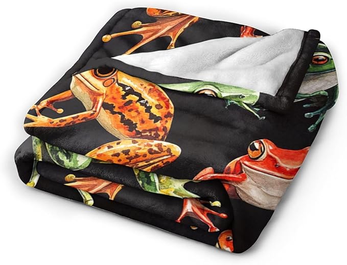 Frog Blanket Gifts for Girls Boys Soft Warm Plush Colorful Frog Animal Throw Blanket Flannel Fleece Fuzzy Blankets for Kids Lover Bed Couch Living Room Decor 60"X50"