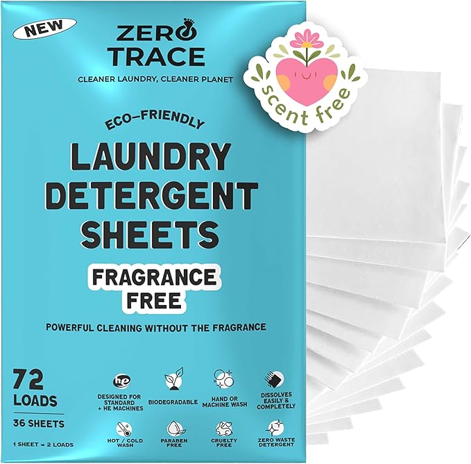 Zero Trace Laundry Detergent Sheets - Fragrance Free Laundry Detergent Ideal Laundry Soap, Perfect Laundry Sheets Detergent Travel Eco-Friendly