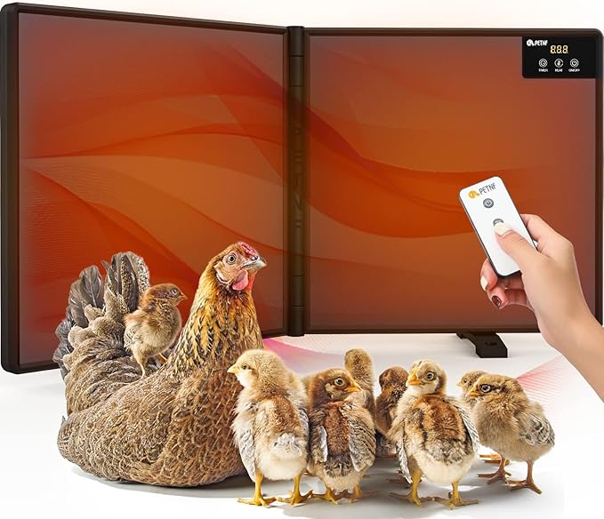 Chicken Coop Heater Inside Coop with Remote Control, 180W Foldable Radiant Heaters, 30''x12'' Large Heating Panel Warmer for Cozy Winter with Adjustable Timer and Temp, Safer Than Brooder Heat Lamp