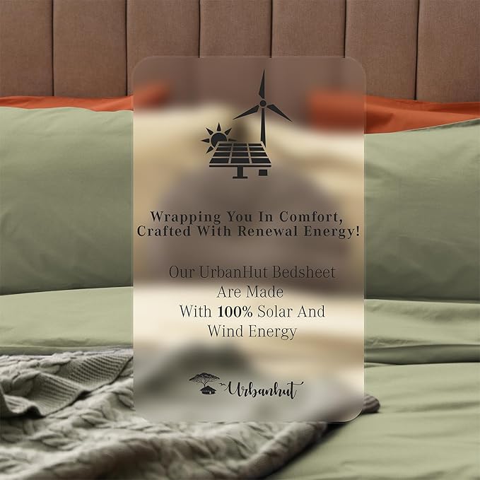 URBANHUT 1000 Thread Count Full Size Egyptian Cotton Sheets, Long Staple Soft & Breathable, 4 Pc Bed Sheet Sets, Sateen Finish Luxury Hotel Bedsheets Fits 16" Deep Pocket - Sage