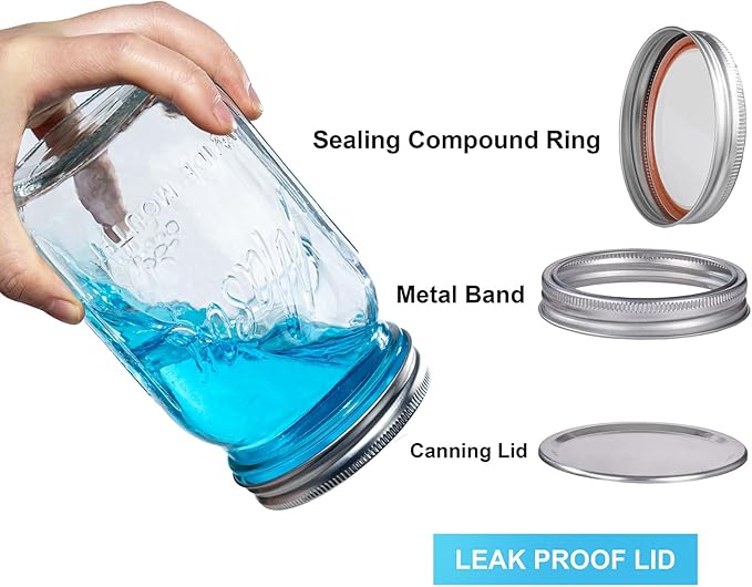 WELLIFE Wide Mouth Mason Jars, 12 Pack Mason Jars 32 oz for Pickling, Canning, Fermenting and Food Storage, Microwave & Dishwasher Safe