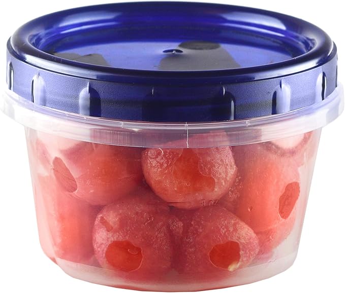 HomeyGear Twist Top Food Deli Containers Screw And Seal Lid 16 Oz Stackable Reusable Plastic Storage Container 12 Pack.