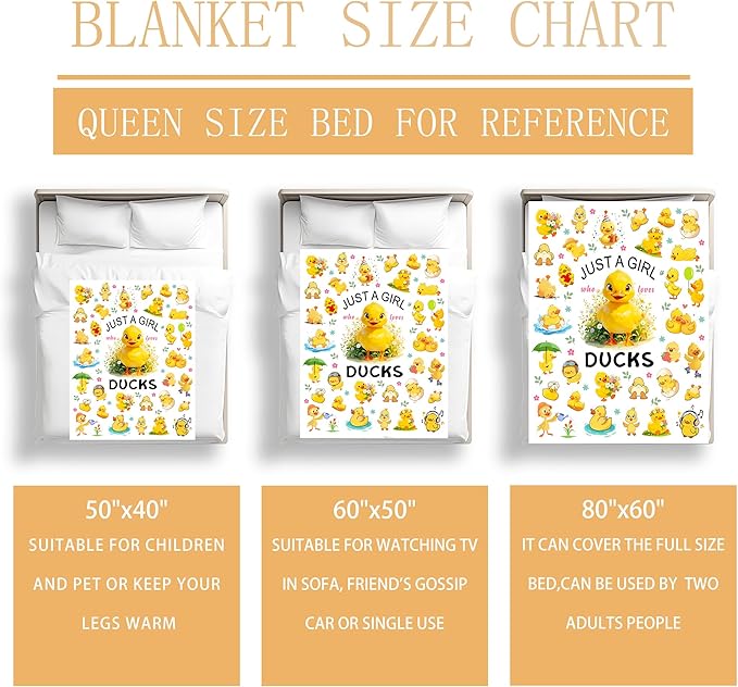 Duck Blanket Duck Gifts for Girls Women Ducks Lovers Soft Flannel Blankets Birthday Gifts Decor Stuff Ducks Themed Throw Blanket 60" x 50"