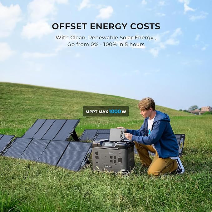 OUKITEL 5120Wh Large Capacity Solar Generator,Portable Power Station P5000 Pro With 400W Solar Panel, 5x3600W AC Output (6000W Surge),1000W MPPT Solar for Emergency, Home Backup, RV, Camping