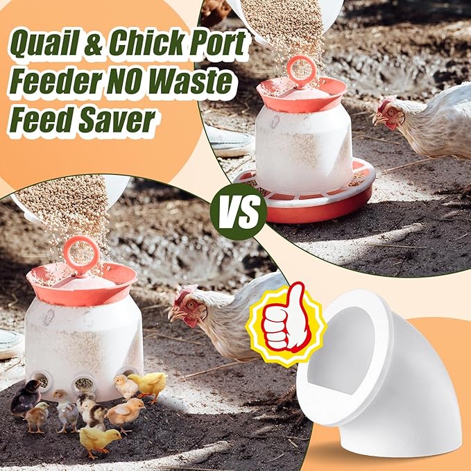 20 Pack Quail Feeders No Waste Chicken Feeder Port 1.5 Inch DIY Chick Feed Saver Quail Supplies for Coturnix Small Poultry Farm Bucket Bin Container